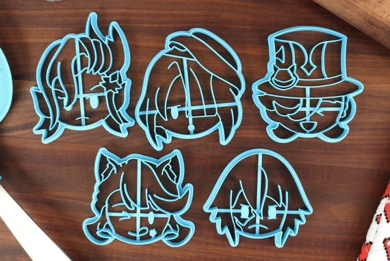 Genshin Impact Cookie Cutters - Chibi Faces Set 15 - Dainsleif, Freminet, Lynette, Lyney, Neuvillette