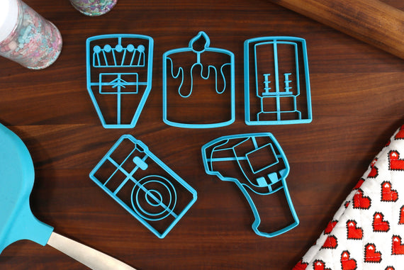 Ghost Hunting Cookie Cutters - EMF Meter, Digital Camera, Laser Thermometer, Spirit Box, Wax Candle - Ghoul Boys - Phasmo - Urban Explorer