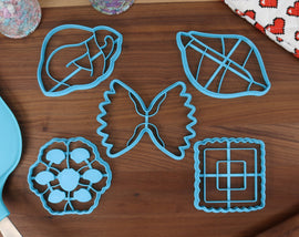 Pasta Noodles Cookie Cutters - Conchiglie, Farfalle, Fiori, Ravioli, Tortellini - Noodle Merch - Food Cutter - Pasta Cookies - 5 Piece Set