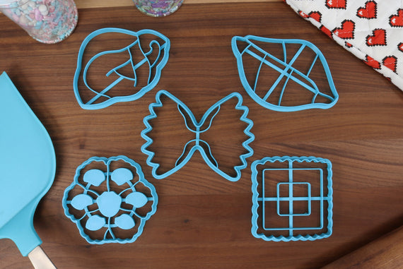 Pasta Noodles Cookie Cutters - Conchiglie, Farfalle, Fiori, Ravioli, Tortellini - Noodle Merch - Food Cutter - Pasta Cookies - 5 Piece Set