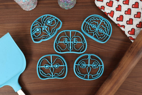 Owl Cookie Cutters, Set 2! - Boreal Owl, Burrowing Owl, Great Gray Owl, Saw-whet Owl, Short-eared Owl - Ornithologists & Bird Watchers