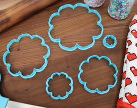 XL 8-Petal Flower Cookie Cutters - 8in Through 1in - Concentric Cutter - All Sizes included - Decorative Fondant Cakes & Cookie Towers