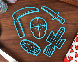 Ninja Items Cookie Cutters, Set 2 - Climbing Claws, Kama, Ninja Cowl, Sai, Tanto - Samurai Tools, Ancient Weapons - Ninja Training