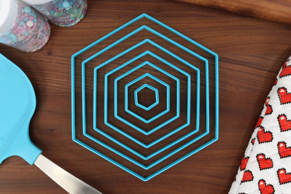 XL Hexagon Cookie Cutters - 8in Through 1in - Concentric Cutter - All Sizes included - Decorative Fondant Cakes & Cookie Towers