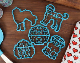 Goldendoodle Dog Cookie Cutters - Detailed Goldendoodle, Goggles Goldendoodle, Goldendoodle Face, Doodle Outline, Goldendoodle Sitting