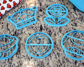 Mario Item Cookie Cutters - Super Mushroom, Fire Flower, Coin, Shell, Super Crown - Super Mario Bros / Nintendo Gift - LootCaveCo