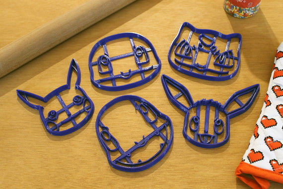 Pokemon Generation 1 Starter Cookie Cutters- Squirtle, Bulbasaur, Charmander, Pikachu, Eevee - LootCaveCo