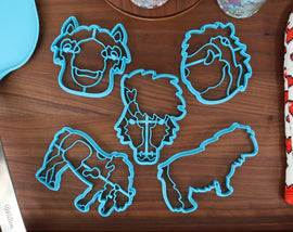 Shetland Pony Cookie Cutters - Detailed Shetland, Goofy Shetland, Shetland Outline, Shetland Pony Face, Smiling Shetland - Pony Cookies