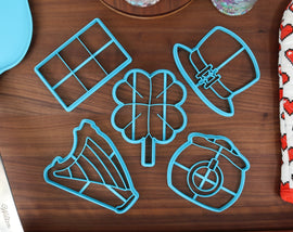 St. Patrick's Day Cookie Cutters - Harp Instrument, Irish Flag, Leprechaun Hat, Lucky Clover, Pot of Gold - Holiday Cookies & Celebrations