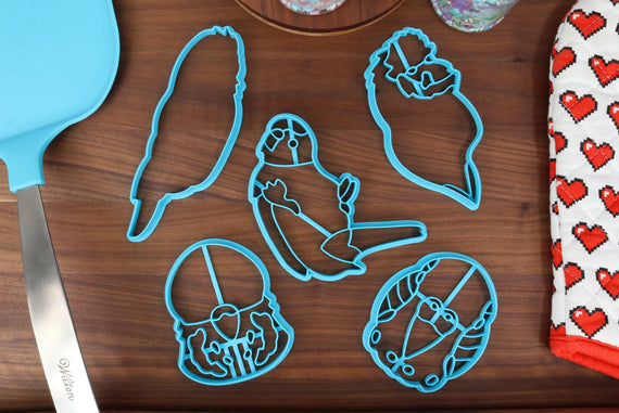 Beautiful Budgies Cookie Cutters - Afro Budgerigar, Parakeet Face, Parakeet Outline, English Budgie, Laying Budgie - Gift for Ornithologists