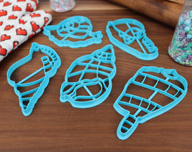 Sea Snails Cookie Cutters - Geography Cone Snail, Periwinkle Snail, Triton's Trumpet, Violet Sea Snail, Whelk Snail - Cute Aquatic Creatures