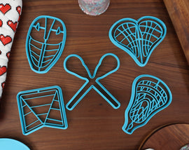 Lacrosse Sports Cookie Cutters - Crosse Sticks, Lacrosse Goal, Lacrosse Head, Lacrosse Heart, Lacrosse Helmet Face Plate - LaCrosse Baking