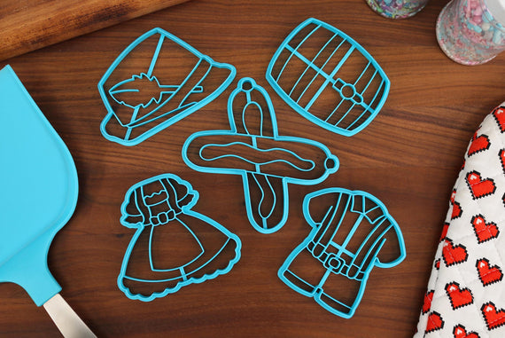 Oktoberfest Cookie Cutters - Alpine Hat, Beer Barrel, Dirndl, Lederhosen, Pair of Bratwursts - German Holiday Cookies & Baking Tools