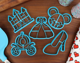 Cinderella Cookie Cutters - Ball Gown, Glass Slipper, House Mouse, Prince's Castle, Pumpkin Carriage - Bedtime Stories & Classic Tales