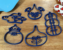 Dragon Quest Slime Cookie Cutters- King Slime, Liquid Slime, Slime Stack, Dark Slime, slime