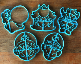Mario Odyssey Cookie Cutters - Mario, Luigi, Bowser, Peach, Yoshi - Super Mario Bros /  Nintendo Gift