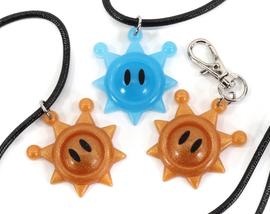 Mario Shine Sprite Glow in the Dark Keychain / Necklace , Super Mario Sunshine, Mario Jewelry, Nintendo Gift KY1