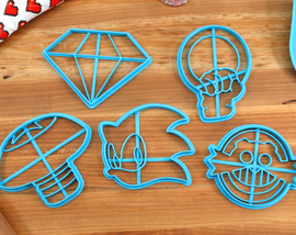 Sonic the Hedgehog Symbols Cookie Cutters- Eggman, Sonic, Sonic Spring, Chaos Emerald, Sonic Ring