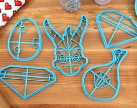 Spyro Cookie Cutters- Dragon Egg, Spyro Face, Long Gem, Moneybags Bag, Short Gem