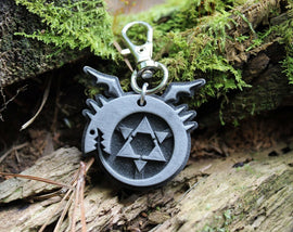 Full Metal Alchemist Ouroboros Symbol-Aluminum Keychain/Necklace for FMA Cosplay-Homunculi - LootCaveCo