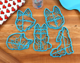 Kawaii Husky Cookie Cutters - Husky Face, Lucky Husky, Side Glance Husky, Skyward Husky, Sleepy Husky - Anime Gift / Anime Baking