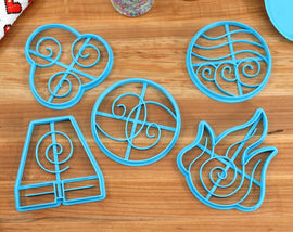 Elemental Bending Symbols Core Cookie Cutters - Spirit, Fire, Water, Earth, Air - Bending Gift, Elemental Bender