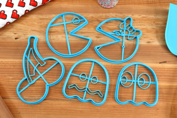 Pacman Symbols Cookie Cutters - Pacman, Ms Pac Man, Ghost, Cherry Powerup - Pacman Gift / Pacman Baking
