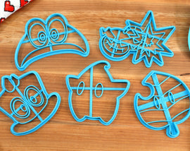 Mario Symbols Cookie Cutters - Galaxy Luma, Warioware Logo, Tanooki Leaf, OG Cappy, Mario Hat Cappy - Super Mario Bros /  Nintendo Gift