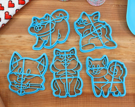 Shiba Inu Cookie Cutters - Samurai Shiba, Shiba Butt, Sitting Shiba, Standing Shiba, Stubborn Shiba - Gift for Shiba Inu Owner