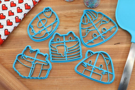 Food Cat Cookie Cutters - Donut Cat, Flan Cat, Onigiri Cat, Pancake Cat, Sushi Cat - Cute Cat Gift - Cat Baking