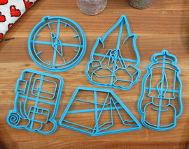 COPY Camping Gear Cookie Cutters - Campfire, Camping Backpack, Camping Lantern, Camping Tent, Compass - Camping Gift Idea