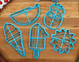 Summer Fun Cookie Cutters - Ice Cream, Pineapple, Popsicle, Sunglasses Sun, Watermelon - Summer Break Gift
