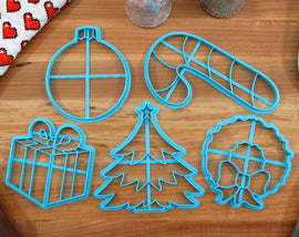 Christmas Cookie Cutters - Christmas Wreath, Christmas Tree, Christmas Present, Christmas Ornament, Christmas Candy Cane - Holiday Cookie