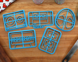 Audiophile Cookie Cutters Music Cookies- Speaker, Mp3 Player,  Headset, Cassette Tape, Cassette Player -  Music Themed Cookie