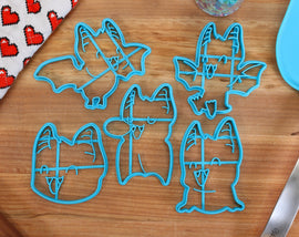 Cute Bat Cookie Cutters - Bat Head, Flying Bat, Happy Bat, Sitting Bat, Sleepy Bat - Bat Gift Idea