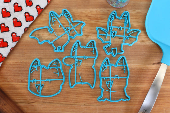 Cute Bat Cookie Cutters - Bat Head, Flying Bat, Happy Bat, Sitting Bat, Sleepy Bat - Bat Gift Idea
