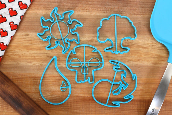Elemental Magic Cookie Cutters - Forest, Island, Plains, Fire, Swamp - Magic Symbols