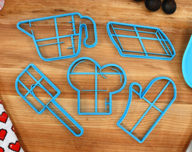 Baker Cookie Cutters - Oven Mit, Chefs Hat, Measuring Cup, Rubber Spatula, Baking Tray - Baker Gift Idea