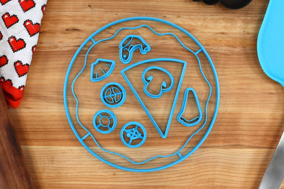 XL Pizza Cookie Cutters - Pizza, Pizza Slice, Mushroom, Pepperoni, Anchovy - Make your own Cookie Pizza