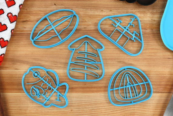 Japanese Street Food Cookie Cutters - Dorayaki, Ikayaki, Onigiri, Daifuku, Taiyaki - Foodie Gift Idea