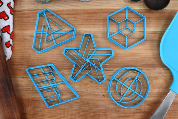 Optical Illusion Cookie Cutters - Disappearing Stairs, Double Cube, Magic Cookie Cutter - Illusionist Gift