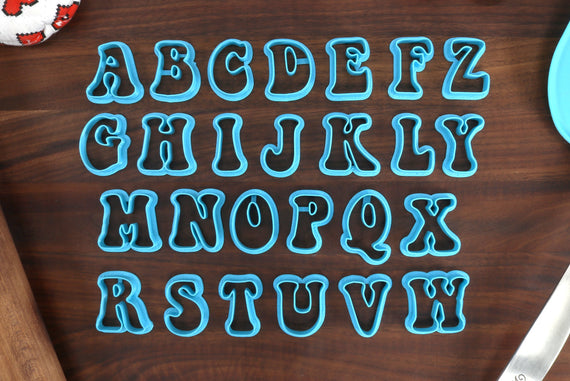 Groovy FONT Cookie Cutters - 70s Baking, 80s Baking Fondant Letters, Letters for Cake decorating