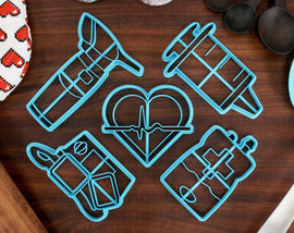 Nurse Cookie Cutters - Defribillator, IV Bag, Syringe, Otoscope, Heart EKG - Nursing Gift