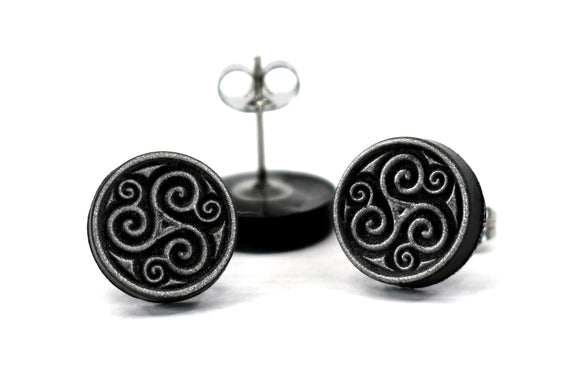 Triskelion Earring - Celtic Gift, Trinity Knot, Triple Spiral, Death and Rebirth - Celtic Gift Idea ERG1