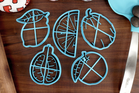 Citrus Fruit Cookie Cutters - Lemon Slice, Lemon Lime, Orange, Papeda, Tangelo - Fruit Cookie Cutters