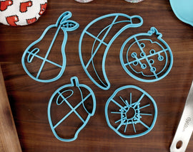 Tasty Fruit Cookie Cutters - Banana, Kiwi, Mango, Pear, Pomegranate - Fruit Cookie Cutters