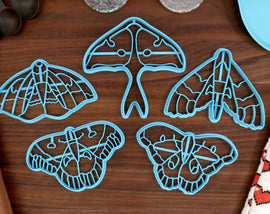 Moth Cookie Cutters Set 1 - Luna Moth, Cecropia Moth, Imperial Moth, Modest Sphinx Moth, Polyphemus Moth - Moth Gift Idea