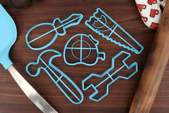 Set of Tools Cookie Cutters, Set 1 - Hammer, Handsaw, Measuring Tape, Screwdriver, Wrench -  Handyman Necessities