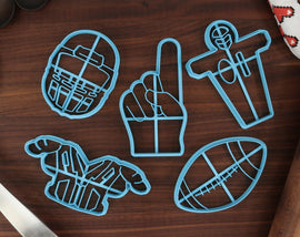 American Football Cookie Cutters - Foam Finger, Football, Chest Gear, Football Helmet, Tackling Dummy - Football Gift Idea