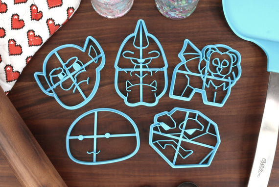 Fantasy Monsters Cookies, Set 1 - Chimera, Cylops, Goblin, Slimey Slime, Stone Golem - Cookie Cutters